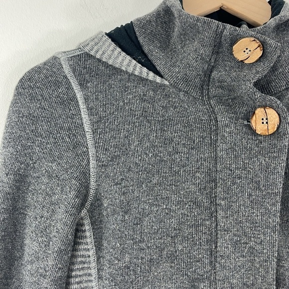 Prana Kari Grey Wool Blend Hooded Zip Sweater Jacket Pockets Womens Size XS - Picture 4 of 14
